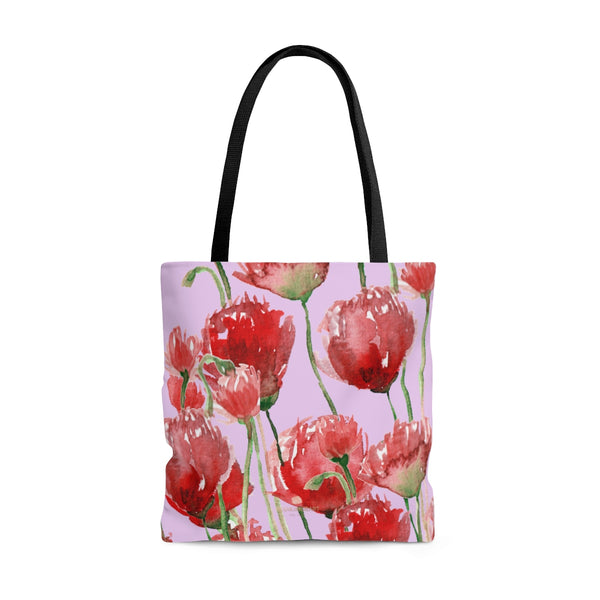 Light Pink Pacific Northwest Red Tulip Flower Floral Print Designer Tote Bag - Made in USA-Tote Bag-Large-Heidi Kimura Art LLC