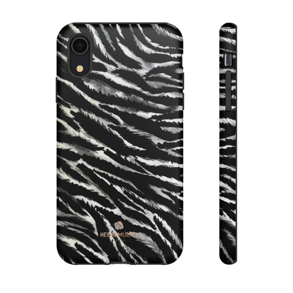 White Tiger Stripe Phone Case, Animal Print Tough Designer Phone Case -Made in USA-Phone Case-Printify-iPhone XR-Matte-Heidi Kimura Art LLC