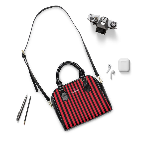 Red Black Striped Shoulder Handbag