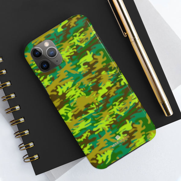 Bright Green Camo iPhone Case, Case Mate Tough Samsung Galaxy Phone Cases-Phone Case-Printify-Heidi Kimura Art LLC