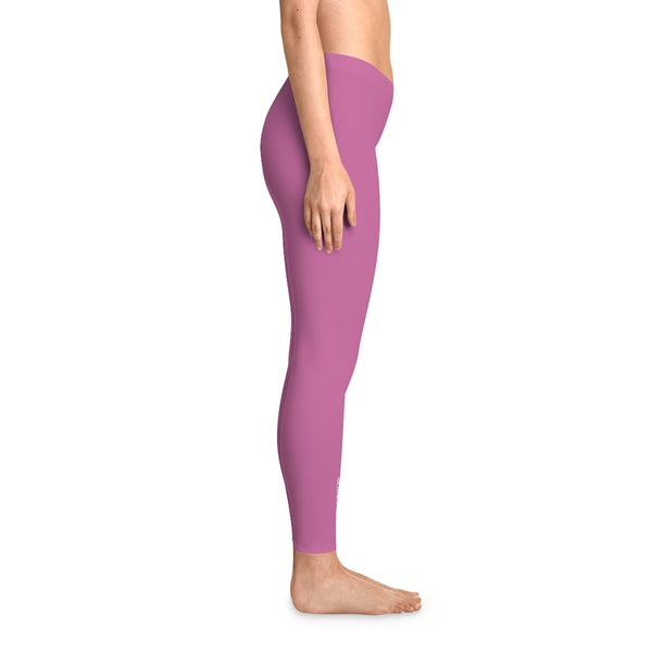 Light Pink Solid Color Tights, Pink Solid Color Designer Comfy Women's Stretchy Leggings- Made in USA
