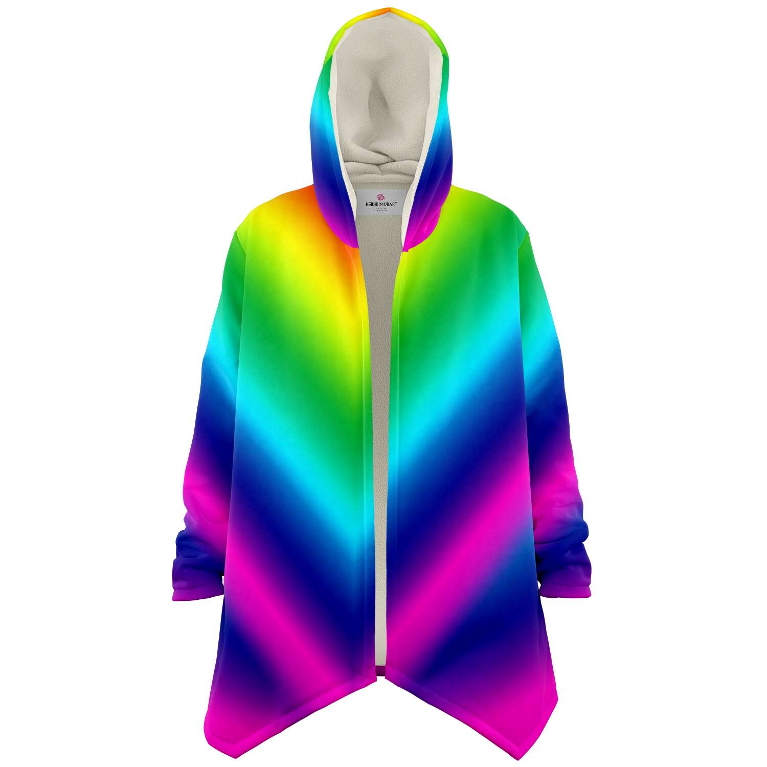 Rainbow Ombre Microfiber Fleece Jacket-Microfleece Cloak - AOP-Subliminator-XS-Heidi Kimura Art LLC