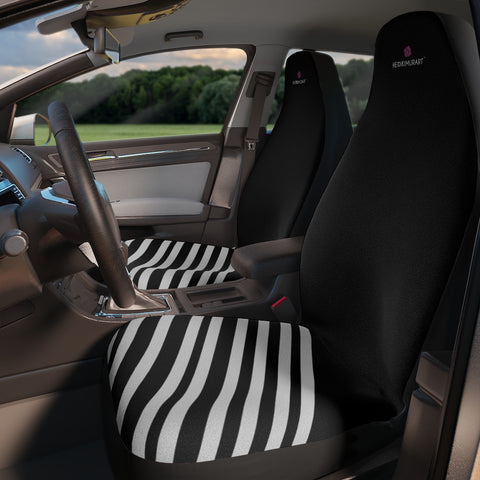 Black White Stripes Car Seat Covers, Black and White Diagonally Striped 2-Pcs Set (48.03" × 18.50") Best Stripes Car Seat Covers, Best Car Accessories Essential Premium Quality Best Soft Luxury Car Seat - 2 Pack For Your Car Seat Protection, Car Seat Protectors, Designer Car Seat Accessories, Pair of 2 Front Seat Covers, Custom Seat Covers, Luxury Car Seat Covers, Best Car Seat Covers