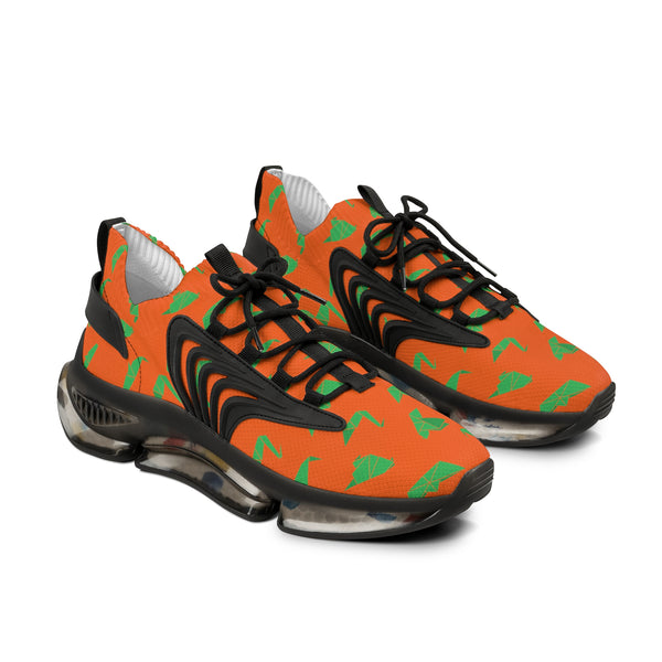 Orange Green Crane Men's Shoes, Best Comfy Men's Mesh Sports Sneakers