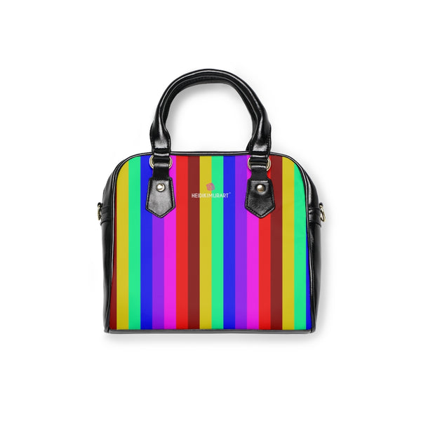 Best Rainbow Small Handbag, Colorful Gay Pride Best Designer Ladies' 9.45" x 8.27" Over The Shoulder High-Grade PU Leather Polyester Side Handbag With Removable And Adjustable PU Leather Shoulder Strap For Ladies, Best Designer Sling Bag, One Side Bag, Crossbody Bag, Side Bag For Women, Side Bags For College Girl or Women For Travel or School