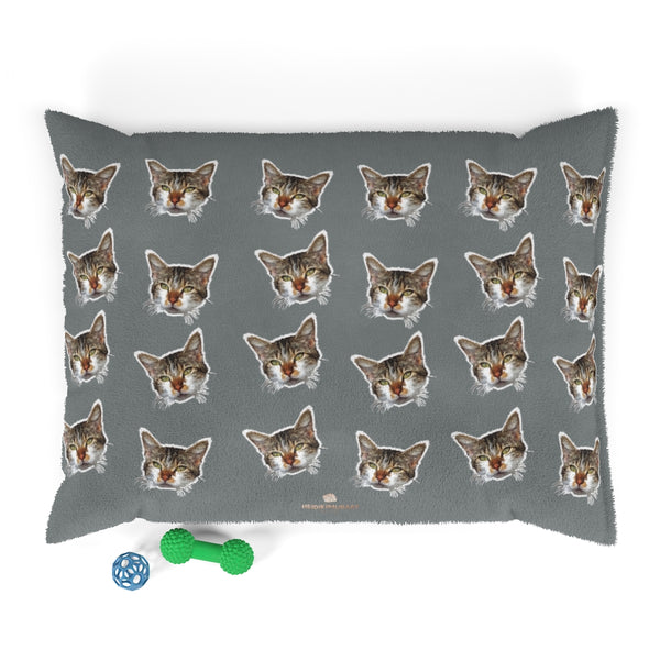 Dark Grey Cat Pet Bed, Solid Color Machine-Washable Pet Pillow With Zippers-Printed in USA-Pets-Printify-40x30-Heidi Kimura Art LLC