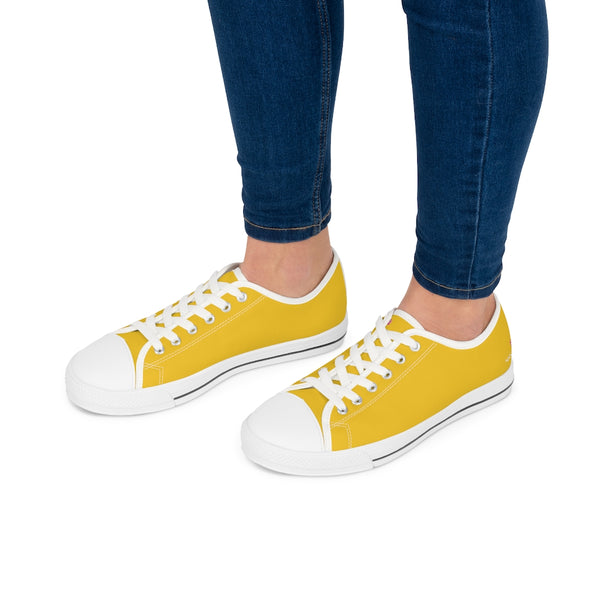 Yellow Best Ladies' Sneakers, Solid Color Women's Low Top Sneakers Tennis Shoes (US Size: 5.5-12)