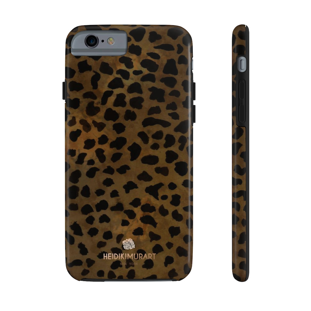 Brown Cheetah Designer Tough Cases, Animal Print Designer Case Mate Best Tough Phone Case For iPhones and Samsung Galaxy Devices-Made in USA