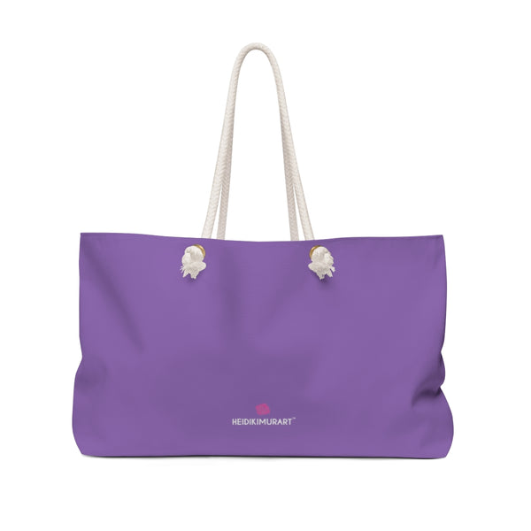 Light Purple Color Weekender Bag, Solid Bright Purple Color Simple Modern Essential Best Oversized Designer 24"x13" Large Casual Weekender Bag - Made in USA