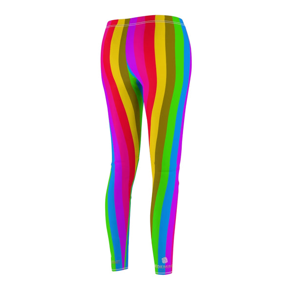 Rainbow Striped Women's Casual Leggings, Gay Pride Party Vertical Stripes Tights-All Over Prints-Printify-Heidi Kimura Art LLC