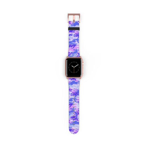 Purple Pink Camo Military Print 38mm/42mm Watch Band For Apple Watches- Made in USA-Watch Band-Heidi Kimura Art LLC