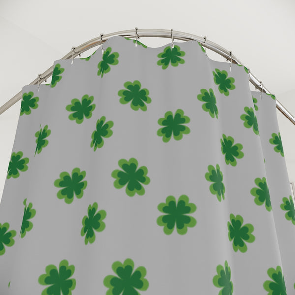 Grey Clover Polyester Shower Curtain