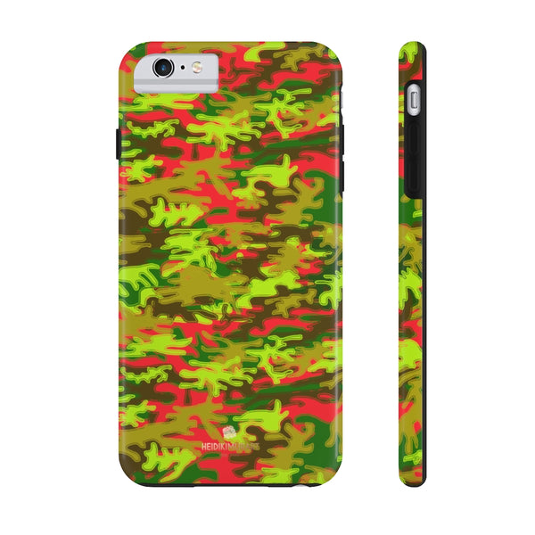 Red Green Camo iPhone Case, Case Mate Tough Samsung Galaxy Phone Cases-Phone Case-Printify-iPhone 6/6s Plus Tough-Heidi Kimura Art LLC