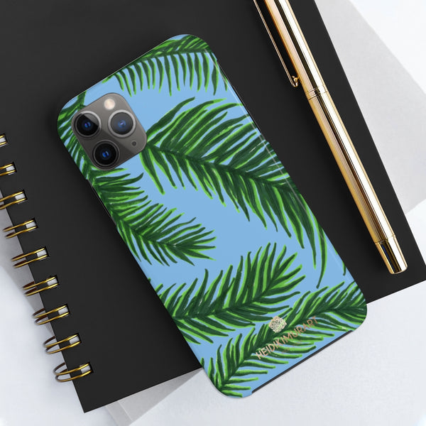 Pastel Blue Tropical Print Phone Case, Palm Leaf Case Mate Tough Phone Cases-Made in USA - Heidikimurart Limited 