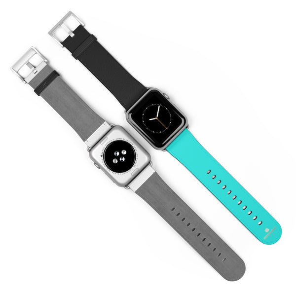 Turquoise Blue Black Dual Color 38mm/42mm Watch Band For Apple Watches- Made in USA-Watch Band-Heidi Kimura Art LLC