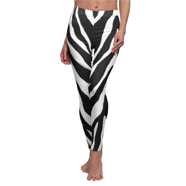 Women's Designer Zebra Stripe Animal Print Skinny Fit Casual Leggings - Made in USA-Casual Leggings-Heidi Kimura Art LLC Women's Zebra Casual Leggings, Women's Designer Zebra Stripe Animal Print Skinny Fit Casual Leggings (US Size: XS-2XL) Plus Size Available, Made in USA