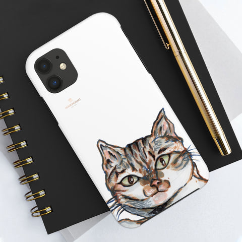 Tabby White Cat Phone Case, Peanut Meow Cat Case Mate Tough Phone Cases-Made in USA - Heidikimurart Limited 