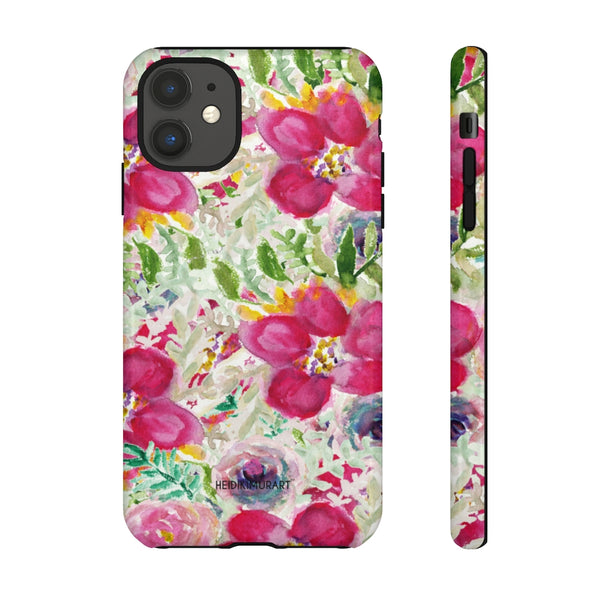 Pink Floral Designer Tough Cases, Mixed Flower Print iPhone Samsung Case-Made in USA - Heidikimurart Limited 