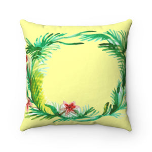 Cute Red and Yellow Floral Wreath Spun Polyester Square Pillow - Made in USA-Pillow-14x14-Heidi Kimura Art LLC