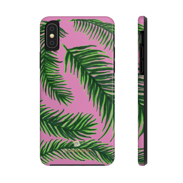 Light Pink Tropical Print Phone Case, Palm Leaf Case Mate Tough Phone Cases-Made in USA - Heidikimurart Limited 