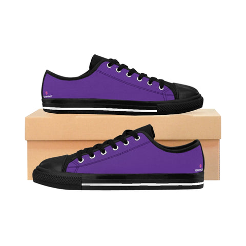 Dark Purple Color Women's Sneakers, Lightweight Dark Purple Solid Color Designer Low Top Women's Canvas Bright Best Quality Premium Fashion Casual Sneakers Tennis Running Athletic Shoes (US Size: 6-12)