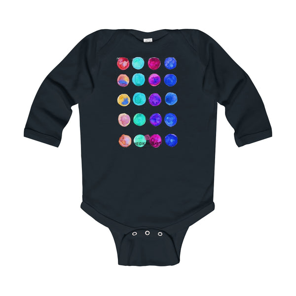 Polka Dots Printed Cute Super Soft Cotton Infant Long Sleeve Bodysuit - Made in UK-Kids clothes-Black-18M-Heidi Kimura Art LLC