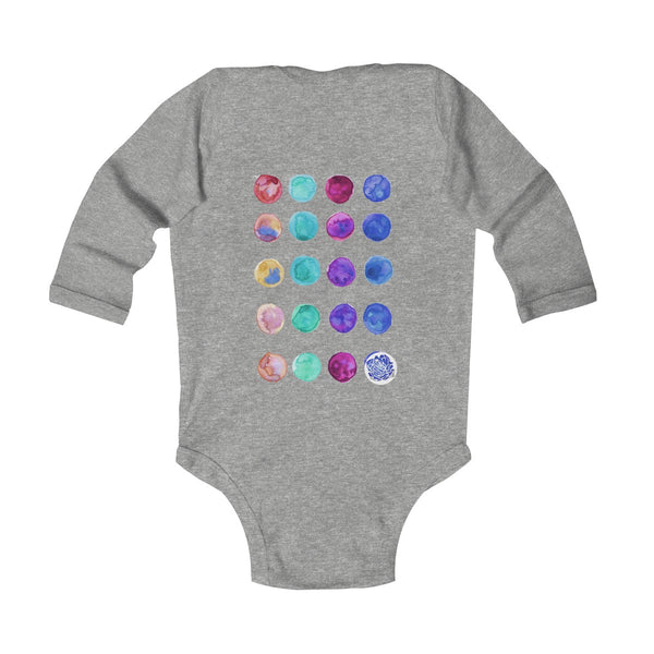 Polka Dots Print Baby's Cute Infant Long Sleeve Bodysuit - Made in UK (UK Size: 6M-24M)-Kids clothes-Heidi Kimura Art LLC