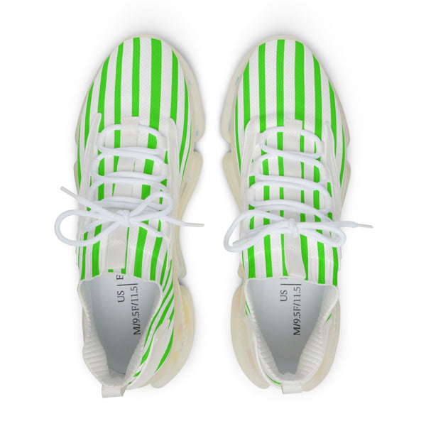 Green Striped Print Men's Shoes, Modern Minimalist Stripes Print Best Comfy Men's Mesh-Knit Designer Premium Laced Up Breathable Comfy Sports Sneakers Shoes (US Size: 5-12)&nbsp;Mesh Athletic&nbsp;Shoes, Mens Mesh Shoes,&nbsp;Mesh Shoes Men,&nbsp;Men's Classic Low Top Mesh Sneaker, Men's Breathable Mesh Shoes, Mesh Sneakers Casual Shoes&nbsp;