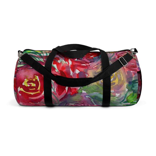 Floral Red Rose Print All Day Small Or Large Size Duffel Bag, Made in USA-Duffel Bag-Small-Heidi Kimura Art LLC