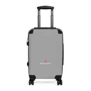 Light Gray Color Cabin Suitcase, Carry On Polycarbonate Front and Hard-Shell Durable Small 1-Size Carry-on Luggage With 2 Inner Pockets & Built in Lock With 4 Wheel 360° Swivel and Adjustable Telescopic Handle - Made in USA/UK (Size: 13.3" x 22.4" x 9.05", Weight: 7.5 lb) Unique Cute Carry-On Best Personal Travel Bag Custom Luggage - Gift For Him or Her 
