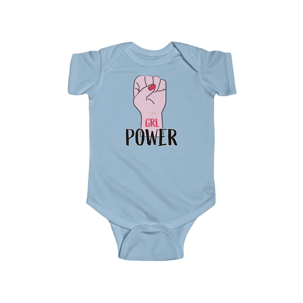 Girl Power Infant Fine Jersey Regular Fit Unisex Cute Bodysuit - Made in UK-Infant Short Sleeve Bodysuit-Light Blue-NB-Heidi Kimura Art LLC
