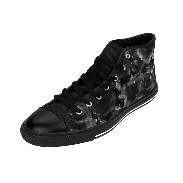 Black Zombie Rose Floral Print Designer Women's High Top Sneakers Shoes (US Size: 6-12)-Women's High Top Sneakers-Heidi Kimura Art LLC Black Abstract Women's Sneakers, Black Zombie Rose Floral Print Designer Women's High Top Sneakers Shoes (US Size: 6-12) Black Abstract Women's Sneakers, Black Zombie Rose Floral Print Designer Women's High Top Sneakers Unique Tennis Shoes (US Size: 6-12)