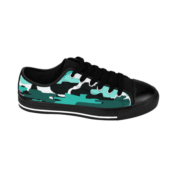 Blue Camo Print Women's Sneakers, Army Military Camouflage Printed Fashion Canvas Tennis Shoes