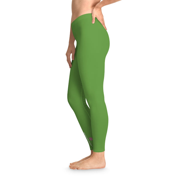 Apple Green Solid Color Tights, Green Solid Color Designer Comfy Women's Stretchy Leggings- Made in USA