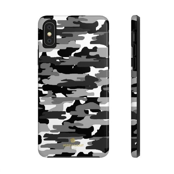 Grey Camo Print iPhone Case, Case Mate Tough Samsung Galaxy Phone Cases-Phone Case-Printify-iPhone XS-Heidi Kimura Art LLC