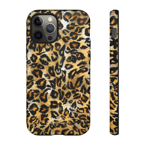 Brown Leopard Tough Cases, Animal Print Best Designer Phone Case-Made in USA-Phone Case-Printify-iPhone 12 Pro-Matte-Heidi Kimura Art LLC