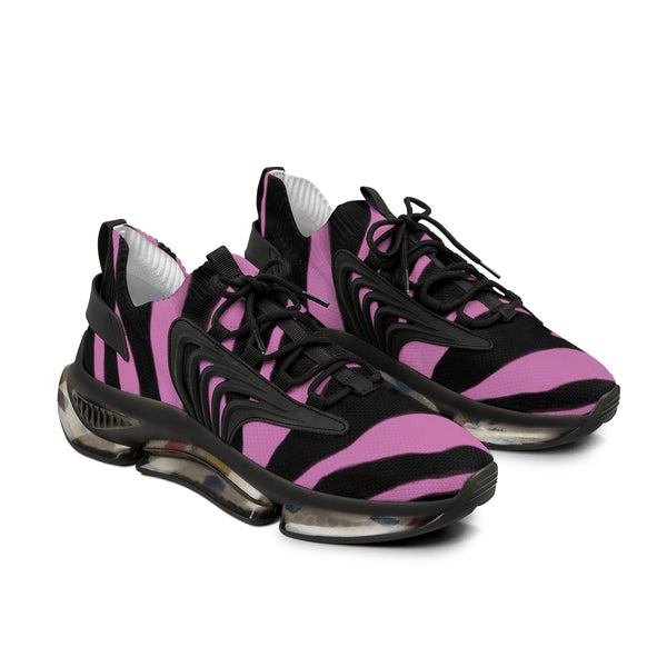 Light Pink Zebra Print Men's Shoes, Comfy Zebra Striped Animal Print Comfy Men's Mesh-Knit Designer Premium Laced Up Breathable Comfy Sports Sneakers Shoes (US Size: 5-12)