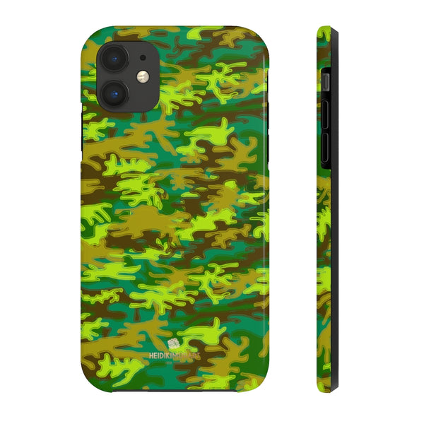 Bright Green Camo iPhone Case, Case Mate Tough Samsung Galaxy Phone Cases-Phone Case-Printify-iPhone 11-Heidi Kimura Art LLC