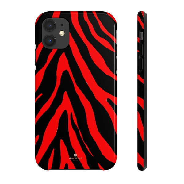 Red Zebra Stripe Phone Case, Animal Print Case Mate Tough Phone Cases-Made in USA - Heidikimurart Limited 