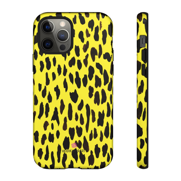 Yellow Leopard Designer Tough Cases, Animal Print Designer Case Mate Best Tough Phone Case For iPhones and Samsung Galaxy Devices-Made in USA