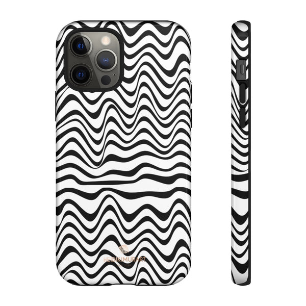 Wavy Black White Tough Cases-Phone Case-Printify-iPhone 12 Pro-Glossy-Heidi Kimura Art LLC