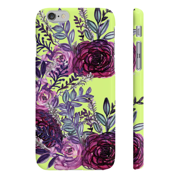 Yellow Slim iPhone/ Samsung Galaxy Floral Purple Rose iPhone or Samsung Case, Made in UK-Phone Case-iPhone 6/6S Slim-Matte-Heidi Kimura Art LLC