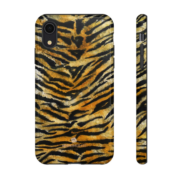 Tiger Stripe Print Phone Case, Animal Print Tough Designer Phone Case -Made in USA-Phone Case-Printify-iPhone XR-Glossy-Heidi Kimura Art LLC