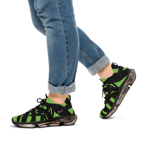 Green Zebra Print Men's Shoes, Best Zebra Stripes Animal Print Best Comfy Men's Mesh-Knit Designer Premium Laced Up Breathable Comfy Sports Sneakers Shoes (US Size: 5-12)