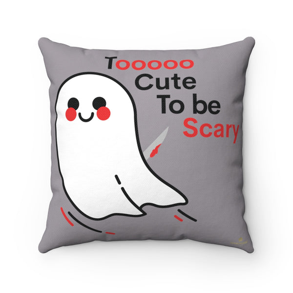 Cute Friendly White Ghost Halloween Premium Spun Polyester Square Pillow- Made in USA-Pillow-14" x 14"-Heidi Kimura Art LLC