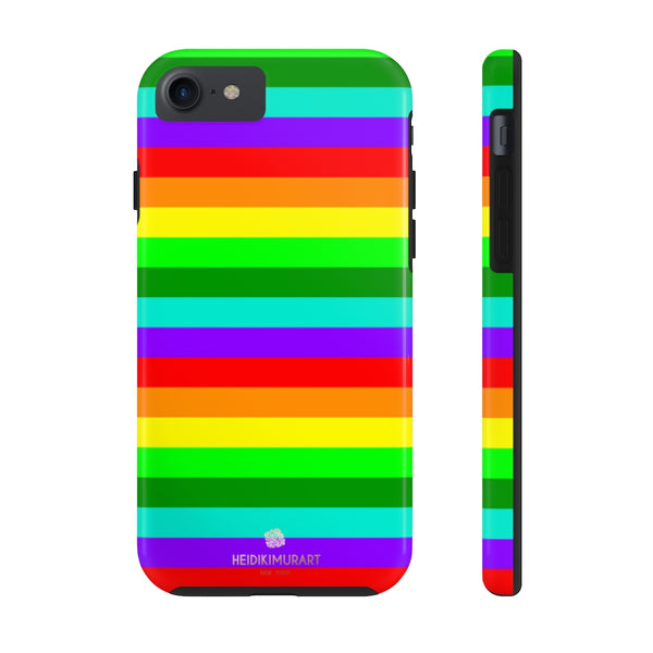 Rainbow Stripe Gay Pride iPhone Case, Colourful Case Mate Tough Samsung Galaxy Phone Cases-Phone Case-Printify-iPhone 7, iPhone 8 Tough-Heidi Kimura Art LLC