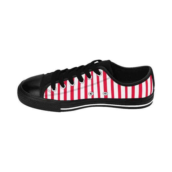 Red White Striped Women's Sneakers-Shoes-Printify-Heidi Kimura Art LLC Red White Striped Women's Sneakers, Women's Striped Sneakers, Classic Modern Stripes Low Tops, Designer Low Top Women's Sneakers Tennis Shoes (US Size: 6-12)