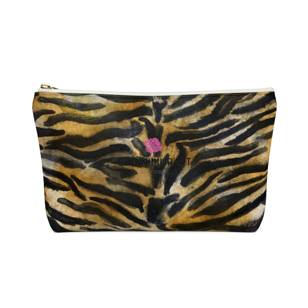 Wild Bengal Brown Tiger Stripe Animal Print Designer Small/Large Accessory Pouch-Accessory Pouch-Heidi Kimura Art LLC