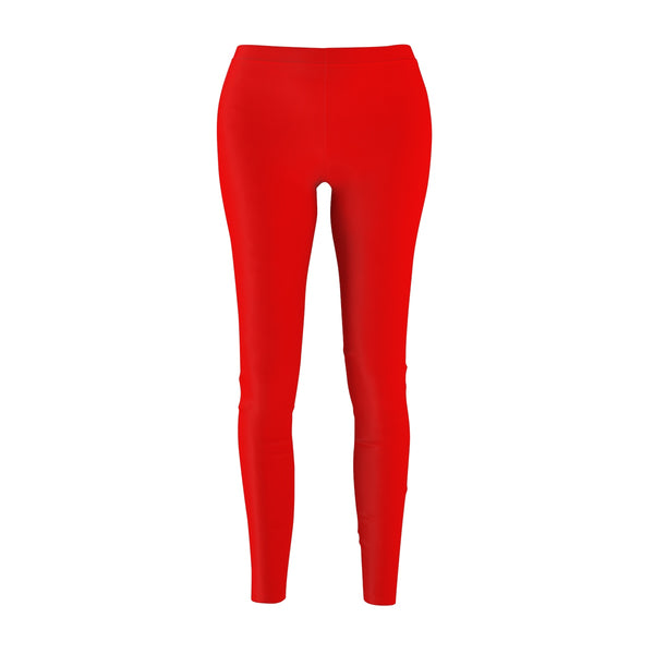Candy Red Classic Solid Color Women's Casual Leggings - Made in USA(US Size: XS-2XL)-Casual Leggings-M-Heidi Kimura Art LLC