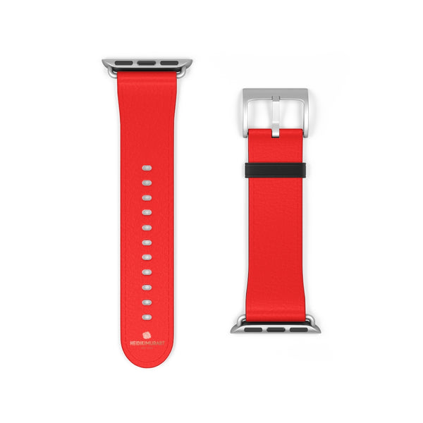Hot Red Solid Color 38mm/42mm Watch Band Strap For Apple Watches- Made in USA-Watch Band-38 mm-Silver Matte-Heidi Kimura Art LLC
